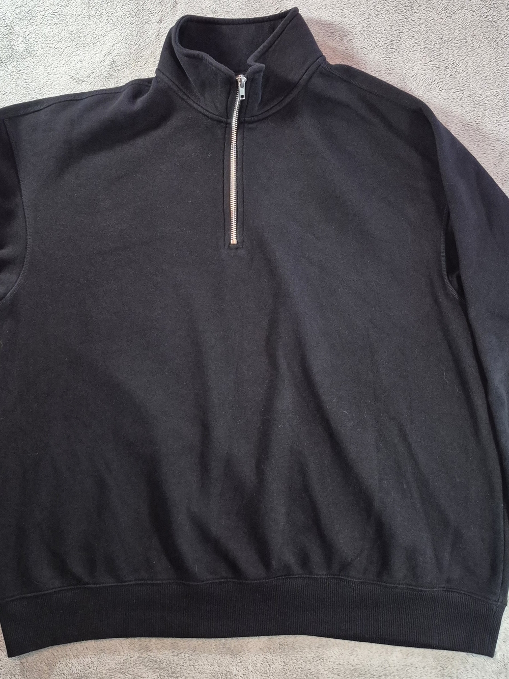H&M Black Half-Zip Pullover Fleece Sweater Relaxed Fit Sz XL
